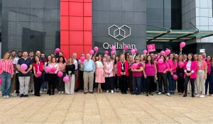 Quilaban team participates in a Pink October breast cancer awareness event promoting prevention and solidarity